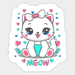 Little White Cat Sticker